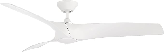 Zephyr Smart Indoor and Outdoor 3-Blade Ceiling Fan 62in Matte White withwith Adjustable CCT 2700K-3000K-4000K-5000K LED Light Kit and Remote Control works with Alexa, and iOS or Android App