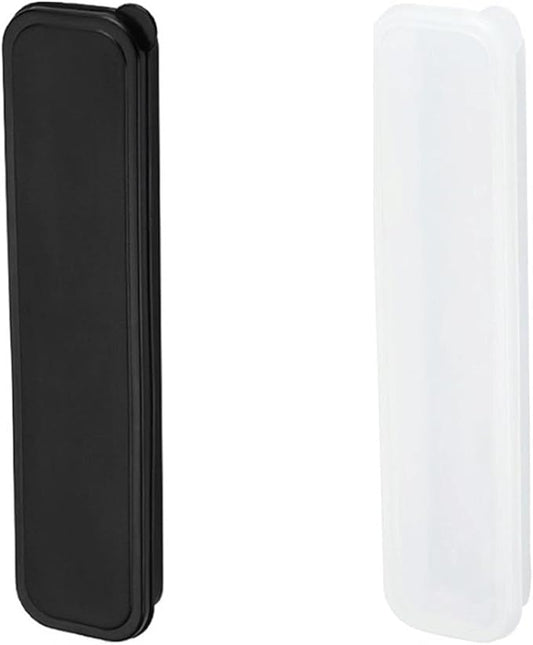 2Pcs Simple Utensil Holder with Lid, Portable Flatware Box Travel Tableware Storage Case, Simple Tableware Storage Box Case for Cutlery Kit (White、Black)