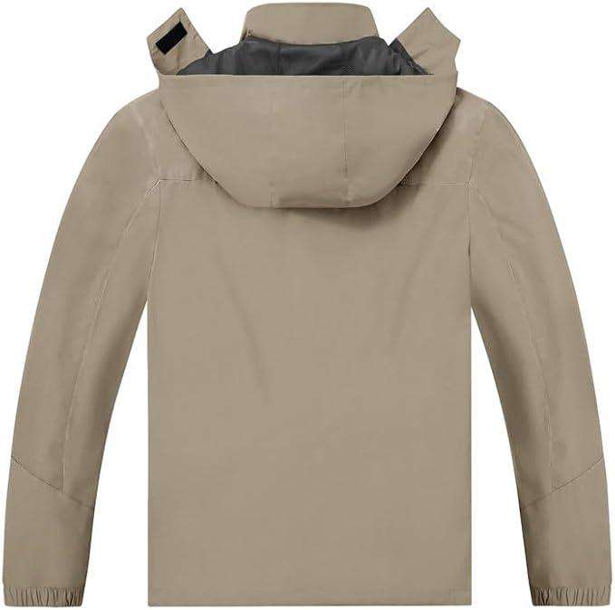 TEZO Mens Rain Jacket Waterproof with Hooded Hiking Coat Lightweight Windbreaker