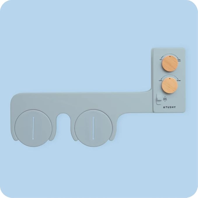 TUSHY Spa Warm Water Bidet Attachment for Toilet. Universal Fit, Easy Install (Requires Sink Access for Optional Temperature Control) Self Cleaning, Adjustable Pressure, Angle Control, Blue/Bamboo