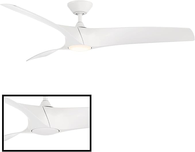 Zephyr Smart Indoor and Outdoor 3-Blade Ceiling Fan 52in Matte White with Adjustable CCT 2700K-3000K-4000K-5000K LED Light Kit and Remote Control works with Alexa, and iOS or Android App
