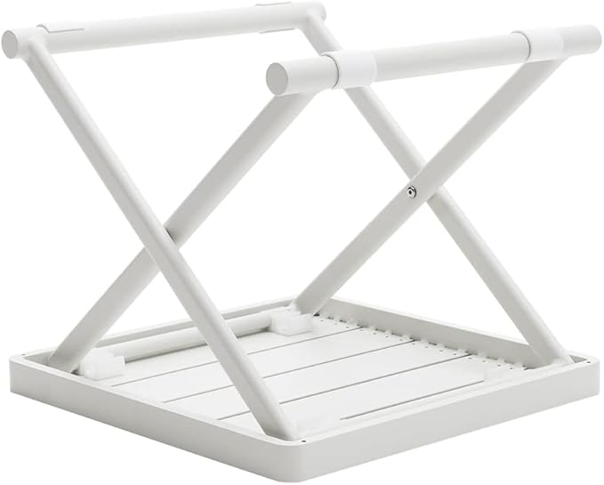 Outdoor Folding Table for Patio Square Side Table for Camping and Picnics Portable Aluminum Tables Foldable Small End Table, Creamy White