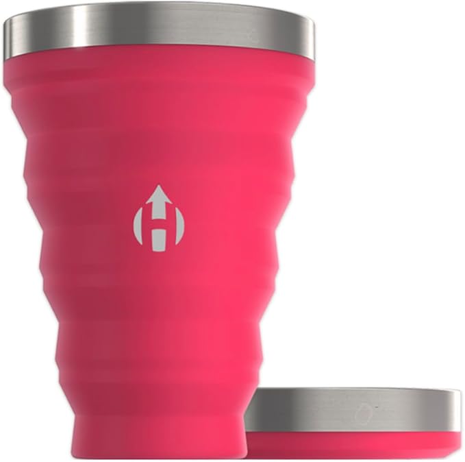 HYDAWAY 16oz Collapsible Pint - BPA-Free Silicone Cup with Stainless Steel Rim - Reusable, Packable, and Durable for Camping, Travel & Everyday Use