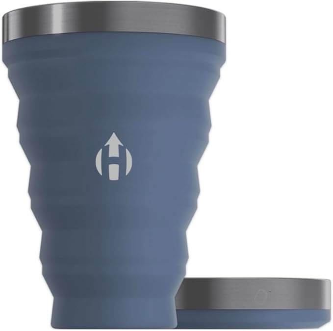 HYDAWAY 16oz Collapsible Pint - BPA-Free Silicone Cup with Stainless Steel Rim - Reusable, Packable, and Durable for Camping, Travel & Everyday Use