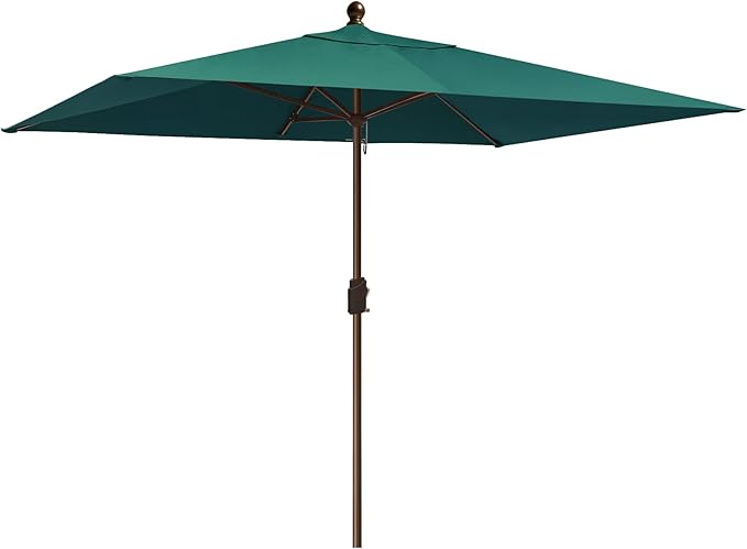 EliteShade USA 10-Year-Non-Fading 6.5x10Ft Rectangular Market Umbrella Patio Umbrella Outdoor Table Umbrella with Ventilation, Forest Green