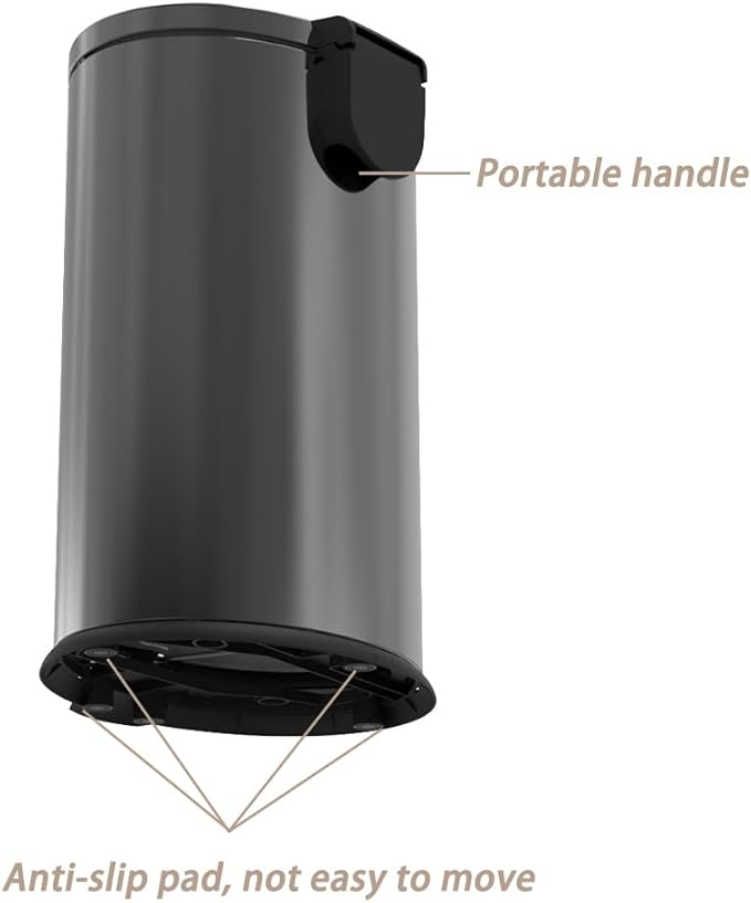 Trash Can with Lid - Assembled in USA 40 Liter/10.5 Gallon Stainless Steel Trash Can with Odor Protection Kitchen Garbage cans with Soft-Close Foot Pedal for Bathroom Home Office, Black