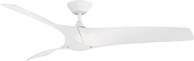 Zephyr Smart Indoor and Outdoor 3-Blade Ceiling Fan 52in Matte White with Adjustable CCT 2700K-3000K-4000K-5000K LED Light Kit and Remote Control works with Alexa, and iOS or Android App