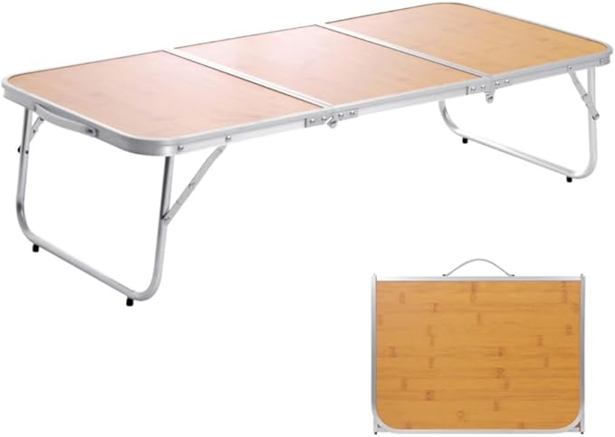 Small Camping Table 3FT Folding Picnic Table Foldable Low Camp Table Portable Short Aluminum Outdoor Short Floor Beach BBQ Yellow 35.2×15.7 inch