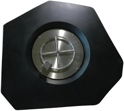 Elementi | Columbia Gas Fire Pit Cast Concrete Semi-Round Fire Table, Outdoor Fire Pit Electronic Ignition | Canvas Cover, Lava Rock Included | Natural Gas