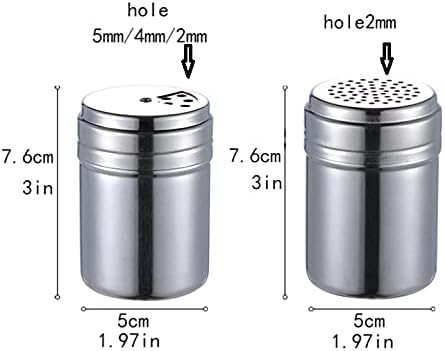 2 PCS Stainless Steel Spice Shakers Salt Sugar Spice Pepper Shaker Seasoning Cans For Kitchen Cooking and Outdoor Barbecue(5 oz)