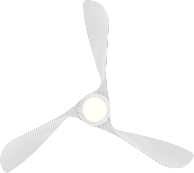 WAC Smart Fans Swirl Indoor and Outdoor 3-Blade Smart Home Ceiling Fan 54in Matte White Adjustable CCT 2700-3000-4000-5000K LED Light Kit and Remote Control works with Alexa and iOS or Android App