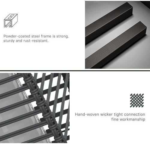 Grand patio 2-Piece Outdoor Floor Lamp Solar Powered Lantern Waterproof Wicker Boho Deck Lights for Garden Porch Decor, Large Crossover