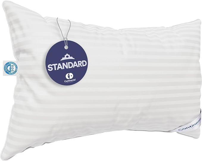 Continental Bedding | Serenity Goose Down Pillow | 700 Fill Power Hungarian White Down | 400TC Cotton Damask Shell | Made in USA | Firm, Standard with Protector