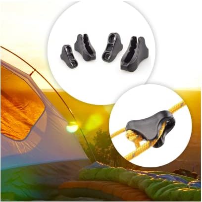 12Pack Ultralight Guyline Tensioners Tent Guyline Cord Rope Adjuster for Outdoor Camping Hiking Tent Tarp Canopy Shelter (Black,fit 1-2.5mm Paracord)
