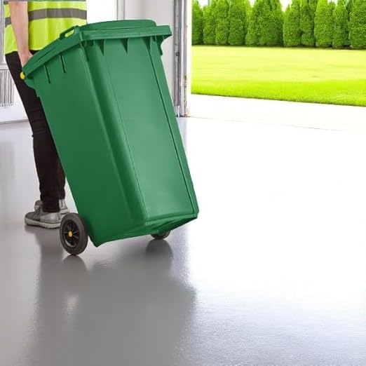 PRO&Family Wheeled Outdoor Trash Can Garbage Can Garage Trash Can for Restaurants/Hospitals/Offices/Back of House/Warehouses/Home (Green, 50 Gallon)