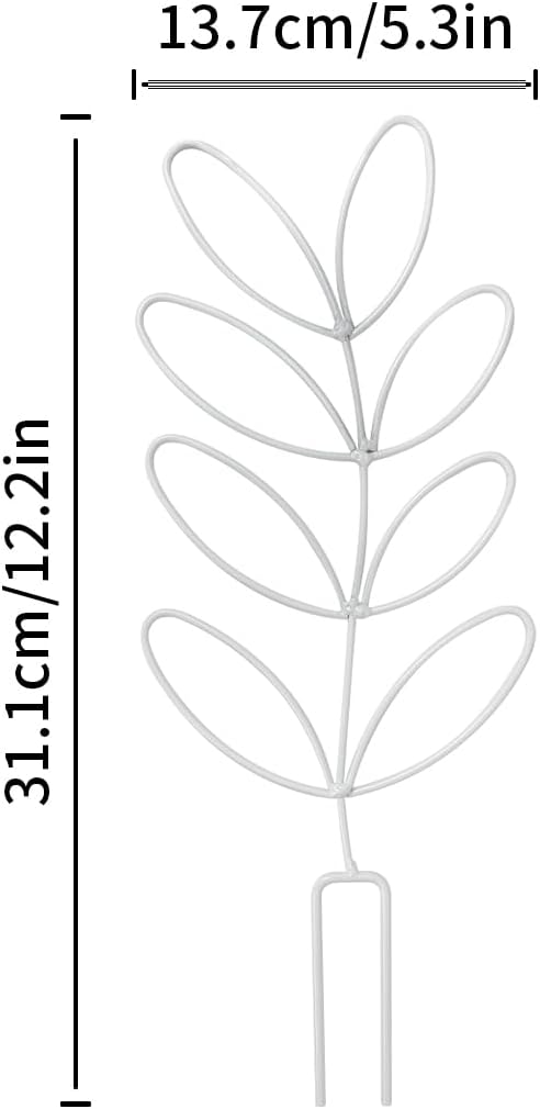 2Pack Indoor Plant Trellis Metal Wire Garden Trellis ，Small Climbing Leaf Shape Trellis for Garden Potted Plant Houseplant (Whiter)