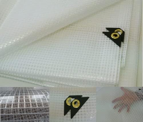 16 Mil Clear Poly Heavy Duty Tarp with Fiber Reinforcement - True Size Tarps with UV Protection, Tear Resistance, Flexibility, Reinforced Corners 20x22