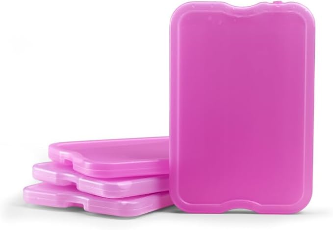 Cool Coolers by Fit & Fresh 4 Pack XL Slim Ice Packs, Quick Freeze Space Saving Reusable Ice Packs for Lunch Boxes or Coolers, Purple