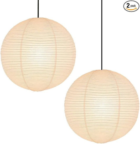 2Pack Paper Lamp Shade,50cm(19.69") Pendant Lamp Shade Round Large Paper Lantern Hanging Light Rice Paper Lantern Lampshade for Living Room Bedroom Dining Room Kids (2Pack White)