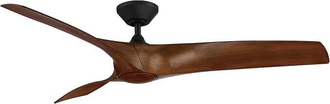 Zephyr Smart Indoor and Outdoor 3-Blade Ceiling Fan 62in Matte Black Distressed Koa with Adjustable CCT 2700K-3000K-4000K-5000K LED Light Kit and Remote Control works with Alexa, iOS or Android App