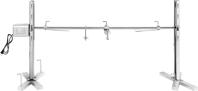 Rotisserie Grill Kit Stainless Steel Tripod Rotisserie Stand,52inch Pig Lamb Hooded Roaster Charcoal Spit with 15W Motor & Adjustable Height Lockable Casters for Outdoor Camping Party, Rated 90 LB