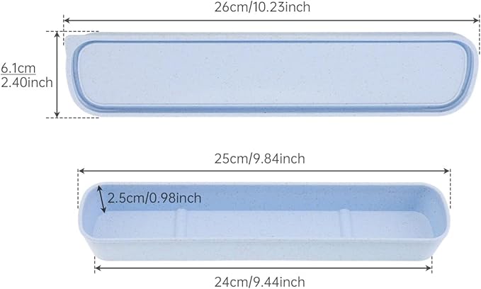 OriGlam 1pcs Portable Flatware Box Travel Tableware Storage Case Box, Utensil Case Flatware Storage Box for Cutlery Kit, 9.84 x 2.40 inch (Blue)