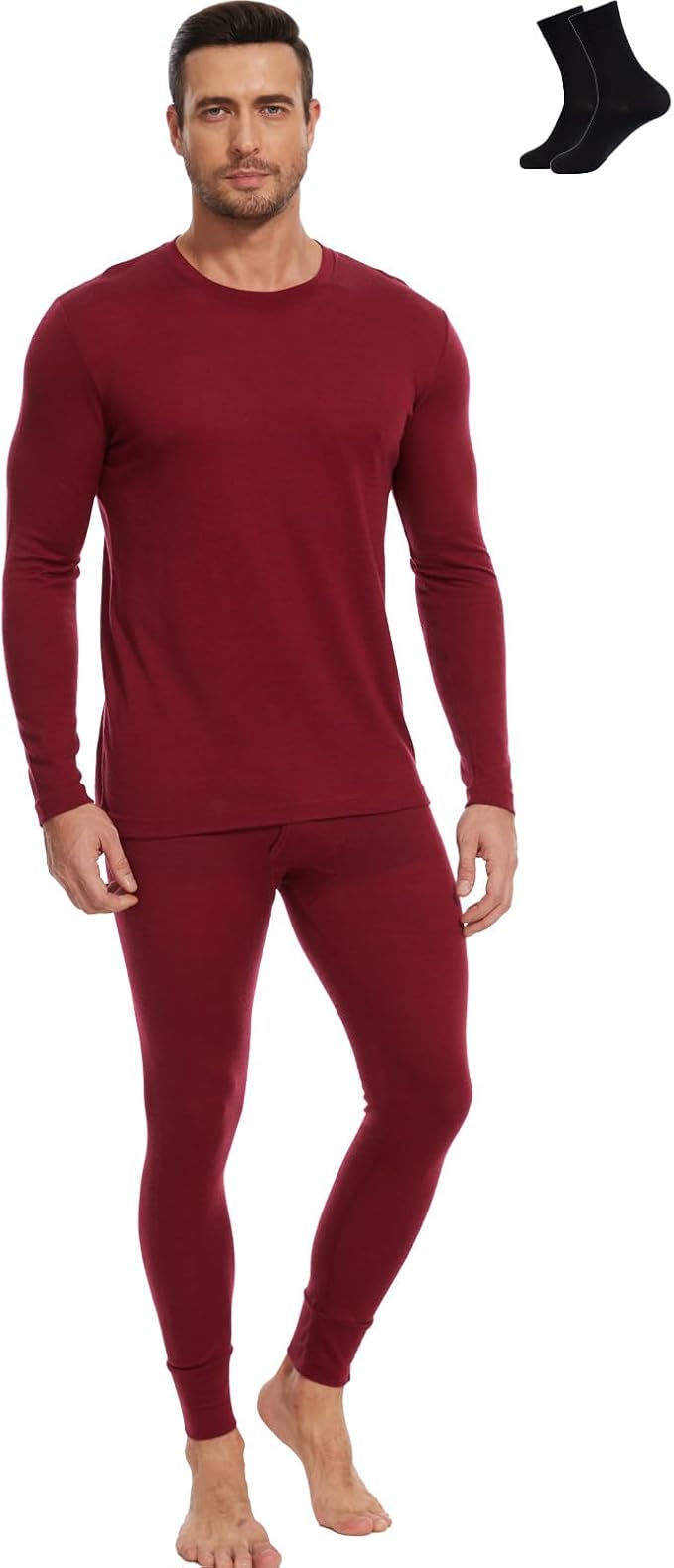 MERINNOVATION Merino Wool Base Layer Set for Men 100% Merino Wool Thermal Underwear Long Sleeve