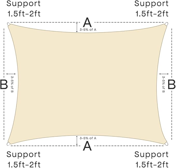 Sun Shade Sail Canopy, 8'x 10' Rectangle 95% UV Block Shade Cover for Outdoor, Backyard Patio, Lawn, Garden, Sandbox Carpor Sand