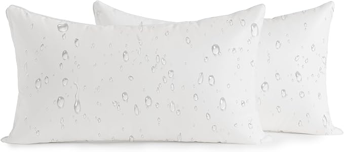 Oubonun 14x22 Outdoor Pillow Inserts (Pack of 2) - Square Waterproof Throw Pillow - Decorative Throw Pillows Insert for Couch Sofa Bed Patio Furniture - White Pillows