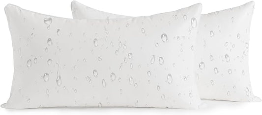 Oubonun 14x22 Outdoor Pillow Inserts (Pack of 2) - Square Waterproof Throw Pillow - Decorative Throw Pillows Insert for Couch Sofa Bed Patio Furniture - White Pillows