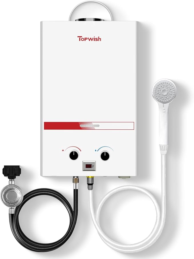 Propane Water Heater Tankless, 8L Portable Water Heater,2.11GPM Gas Portable Hot Water Heaters with Multi-Protection, Instant Camping Water Heaters for Camping, Outdoors Shower RV Shower,White