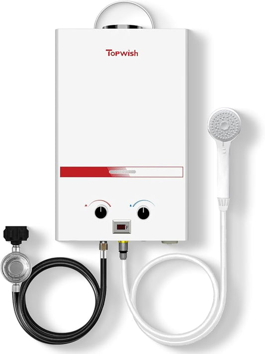 Propane Water Heater Tankless, 8L Portable Water Heater,2.11GPM Gas Portable Hot Water Heaters with Multi-Protection, Instant Camping Water Heaters for Camping, Outdoors Shower RV Shower,White