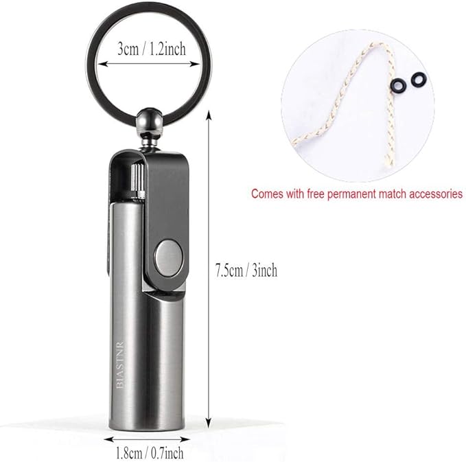 Permanent Match, Keychain Flint Matchstick Fire Starter Forever Match, Reusable Waterproof Flint Lighter for Outdoor Camping Emergency Survival black