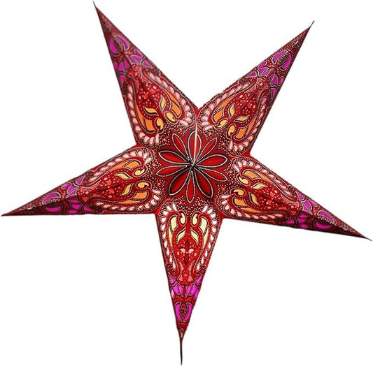 Paper Star Lantern Lampshade - Large 60cm Star Hanging Decorations for Christmas Wedding Home Decoration Birthday Party (Glitter Red, Purple, Yellow, Multi)