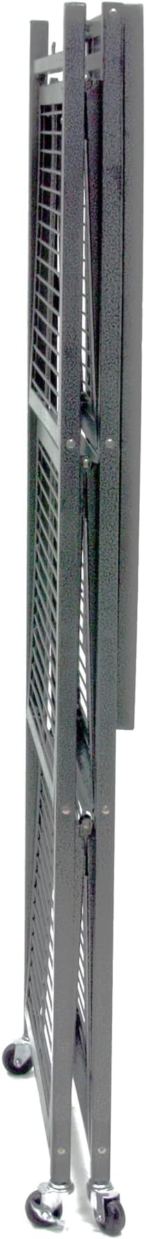 Origami 2-Pack R5 Series Foldable 4-Tier Steel Storage Rack, Pewter – Heavy-Duty Metal Shelving Unit w/ Removable Wheels for Laundry Room or Garage – Rolling Organizer for Home, Office & Warehouse