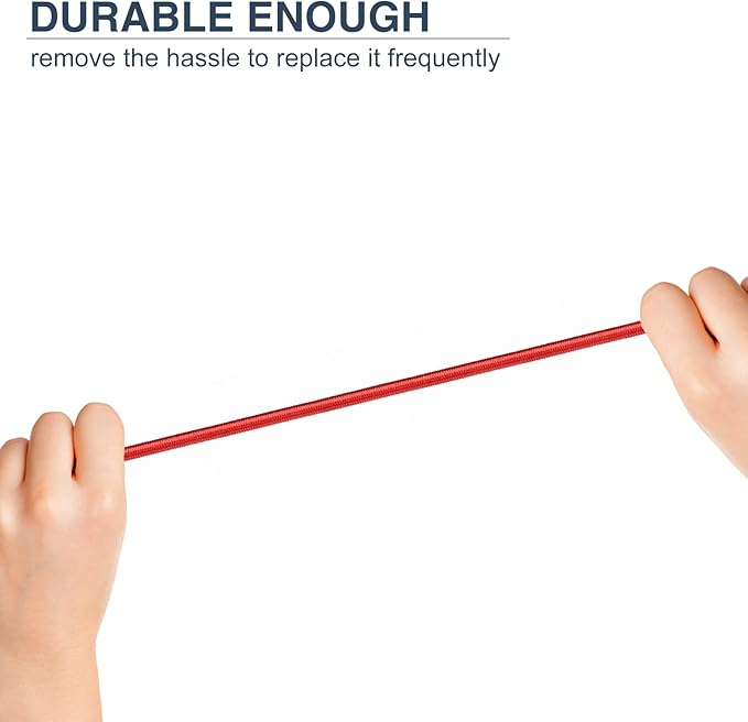 Tent Pole Shock Cord 60ft, Elastic Bungee Cord, Replacement Shock Cord for Tent Poles, Tent Pole Repair Kit, Elastic Cord with Lead Wire and Washers