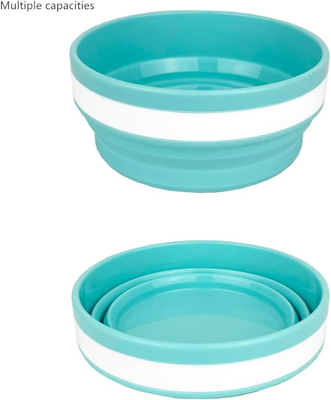 CARTINTS Collapsible Bowls With Lids Silicone Food Storage Containers Collapsible Camping Bowls Silicone Lunch Containers, Ideal for Travel and Camping, 32oz/950ml(Blue)