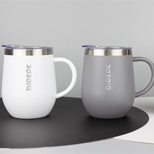 BJPKPK 2 pcs Insulated Coffee Mug, 12 oz Stainless Steel Insulated Coffee Tumbler with Lid for Hot Drinks & Cold Drinks-Pink