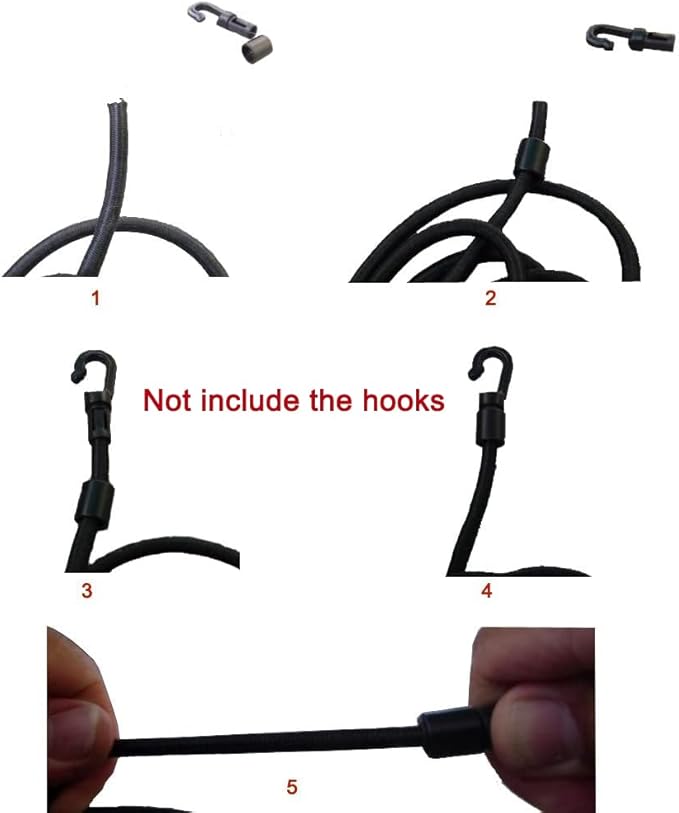 1/4" x 50' Bungee Shock Cord - Elastic Nylon Cords Kayak Stretch String Rope & Tie Down Trailer Strap, Marine Grade