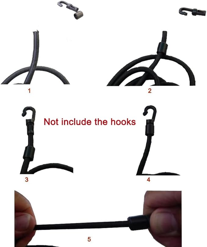 1/8" x 10' Bungee Shock Cord - Elastic Nylon Cords Kayak Stretch String Rope & Tie Down Trailer Strap, Marine Grade