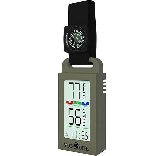 Indoor Outdoor Portable Thermometer Hygrometer with Accurate Temp & Humidity Detection Alarm Compass Crucial for a Comfortable Living Space, Camping, Workshop. Get it Now for a Controlled Environment