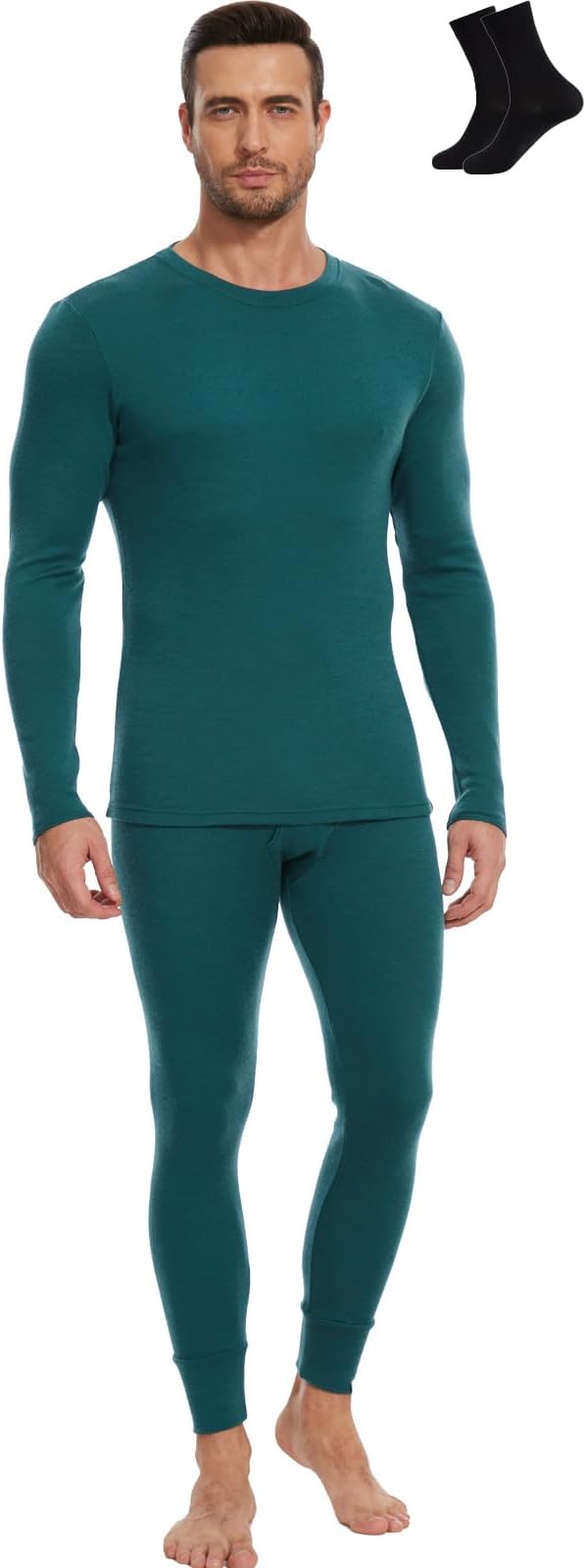 MERINNOVATION Merino Wool Base Layer Set for Men 100% Merino Wool Thermal Underwear Long Sleeve