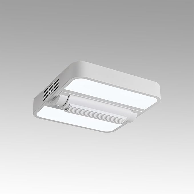 18" Bladeless Ceiling Fan with Light and Remote, LED Low Profile Flush Mount Ceiling Fan with 6 Speed Dimmable, 3000-6000K, Enclosed Modern Ceiling Fans for Bedroom Living Room (Square)