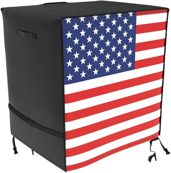 ATYARD 30-inch Outdoor Cover for Keter Unity (Small) Portable Table - UV Resistant, Breathable, All Weather (30" L x 24" W x 32" H)Black,American Flag