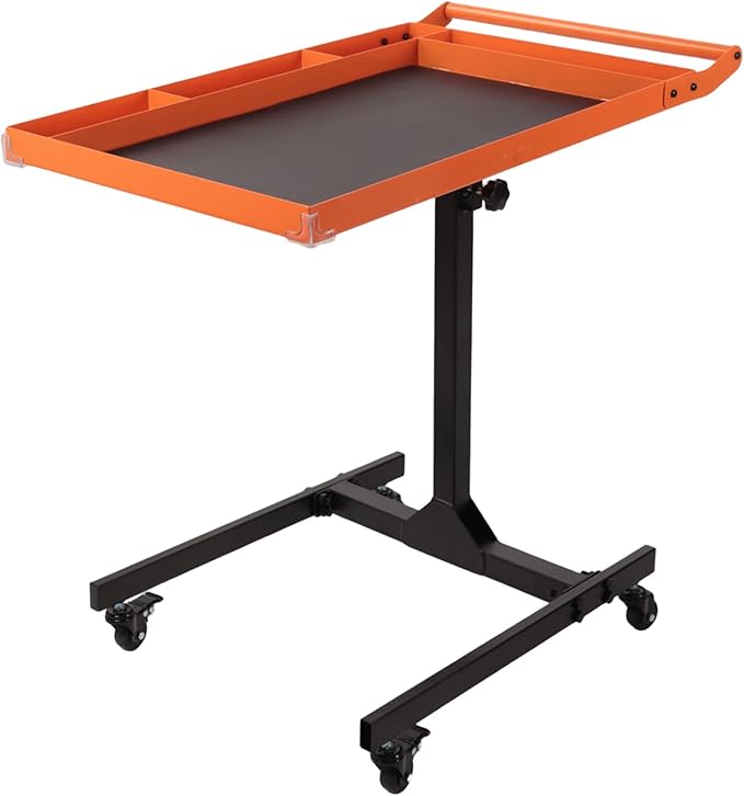 Heavy-Duty Adjustable Rolling Work Table – 220LBS Capacity Steel Tool Cart with 4 Smooth Casters, Height-Adjustable (31.5"-47.2") – Perfect for Garage, Workshop, DIY Repairs & Mechanics