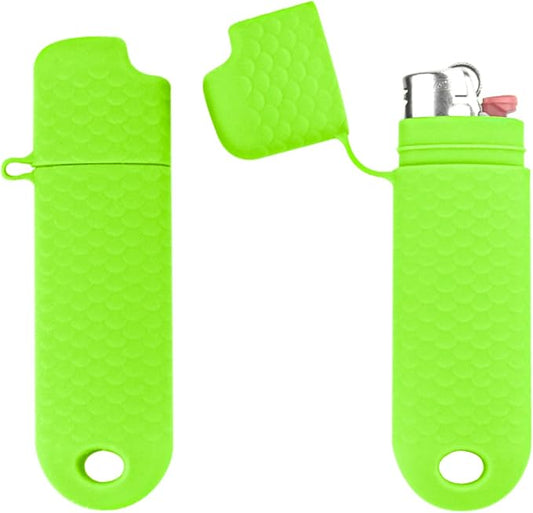 2 Pcs Waterproof Lighter Case Cover Holder for BIC Regular Lighters Sleeve Type J6 Outdoor Survival Multipurpose Seal Lighter Pouchfor Hiking and Camping (Light Green)