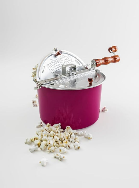 Original Whirley Pop Popcorn Maker - Wabash Valley Farms Pink Popcorn Popper with Nylon Gears, Movie Night at Home, 3-Minute Stove Top Popper with 6-Quart Capacity