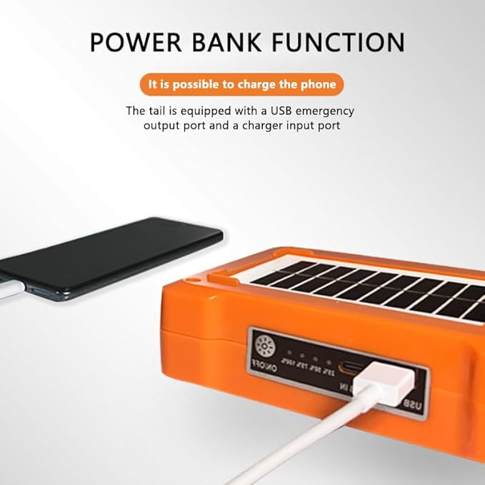 Portable LED Solar Rechargeable Work Light IP66, 6 Lighting Modes, Rechargeable Floodlight for Outdoor Power Outage Emergency, Bicycle Maintenance, Camping Hiking, Family Emergency Lights