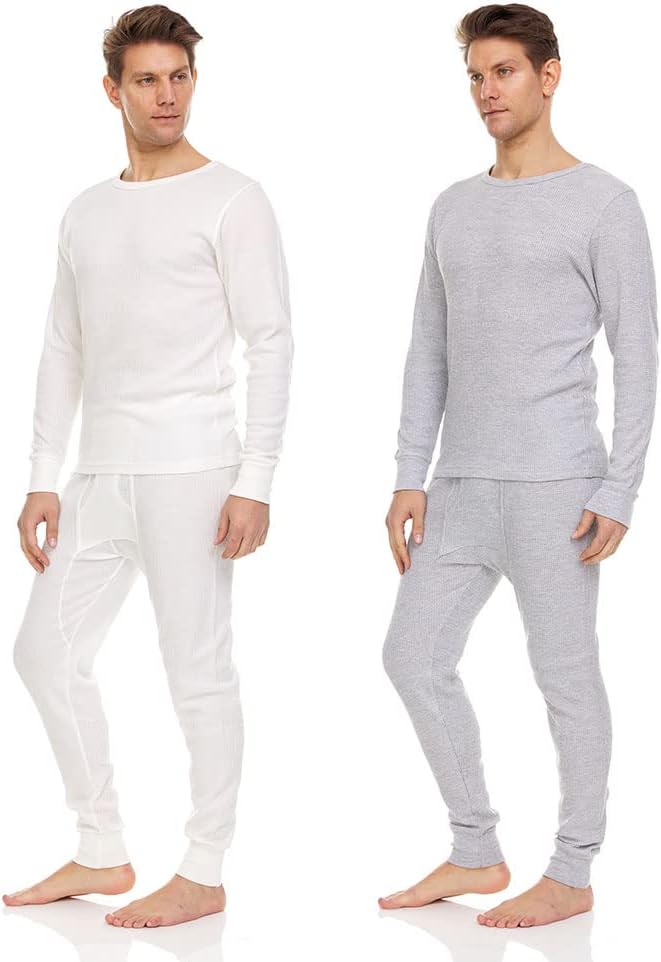 DARESAY Mens Thermal Long Sleeve Shirt & Pant - Base Layer for Tshirts & Jackets - Long Johns For Men Base Layer Set (2-Sets)