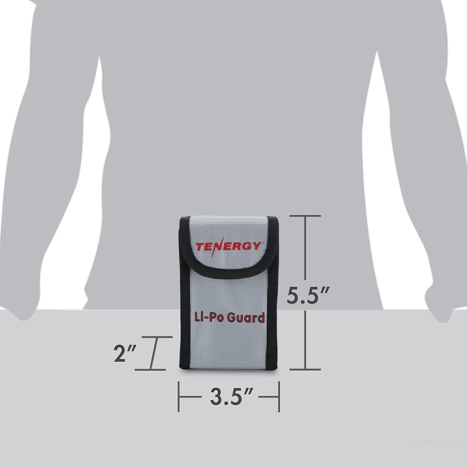 Tenergy 2 Pack, Fire Retardant Lipo Bags, Battery Bags for Charging and Storage, 5.5x3.5x2 inches Each